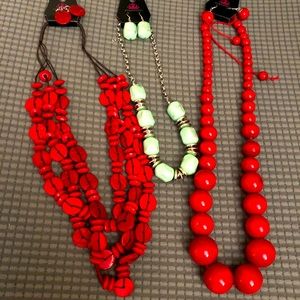 Fashion Jewelry Necklace Bundle (Red & Green)